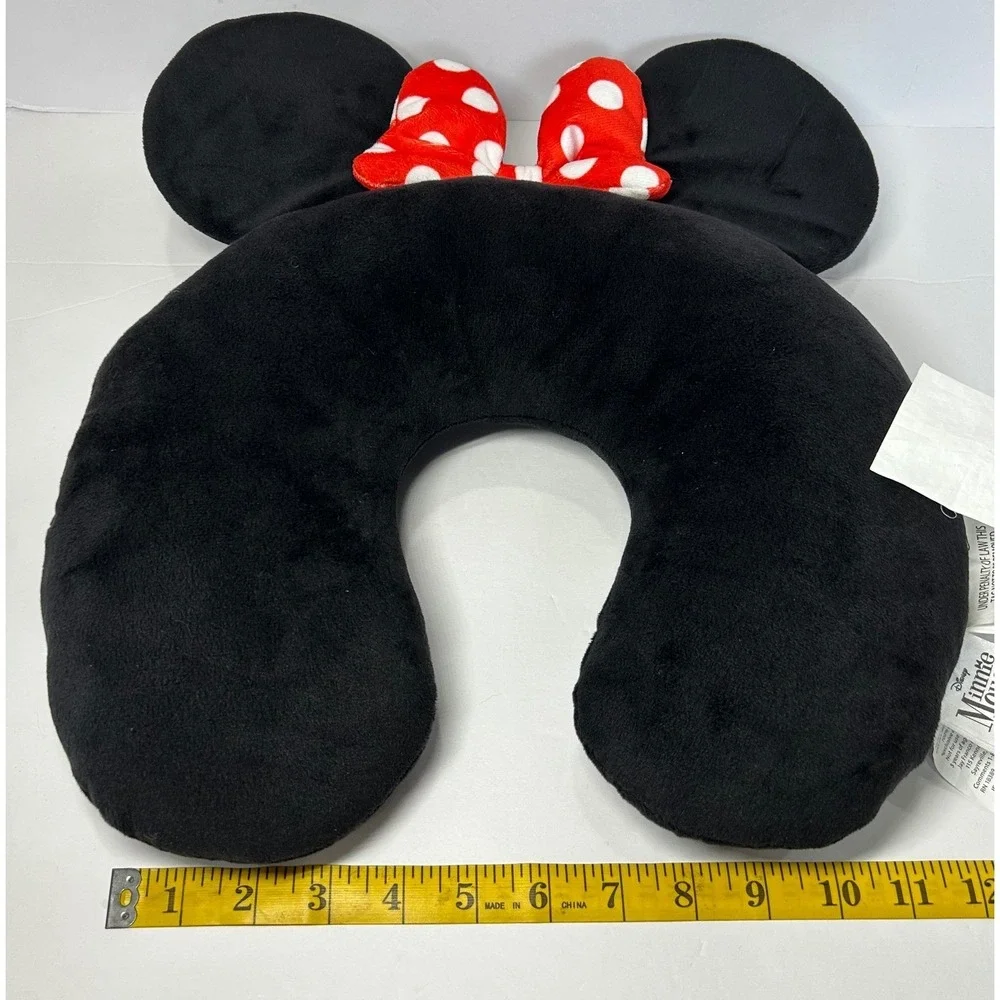 Disney Minnie Mouse Travel Neck Pillow Black Red‎ Polka Dot Bow Kids